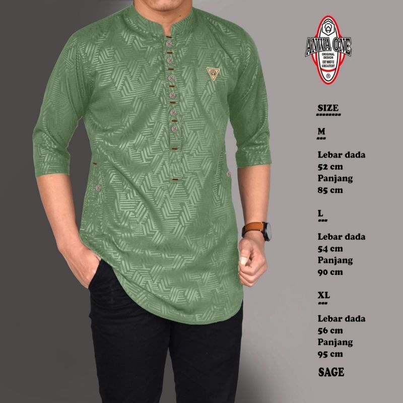Jual BAJU KOKO KURTA PRIA ORIGINAL ANWA ONE MOTIF EMBOSS MODEL KANCING ...