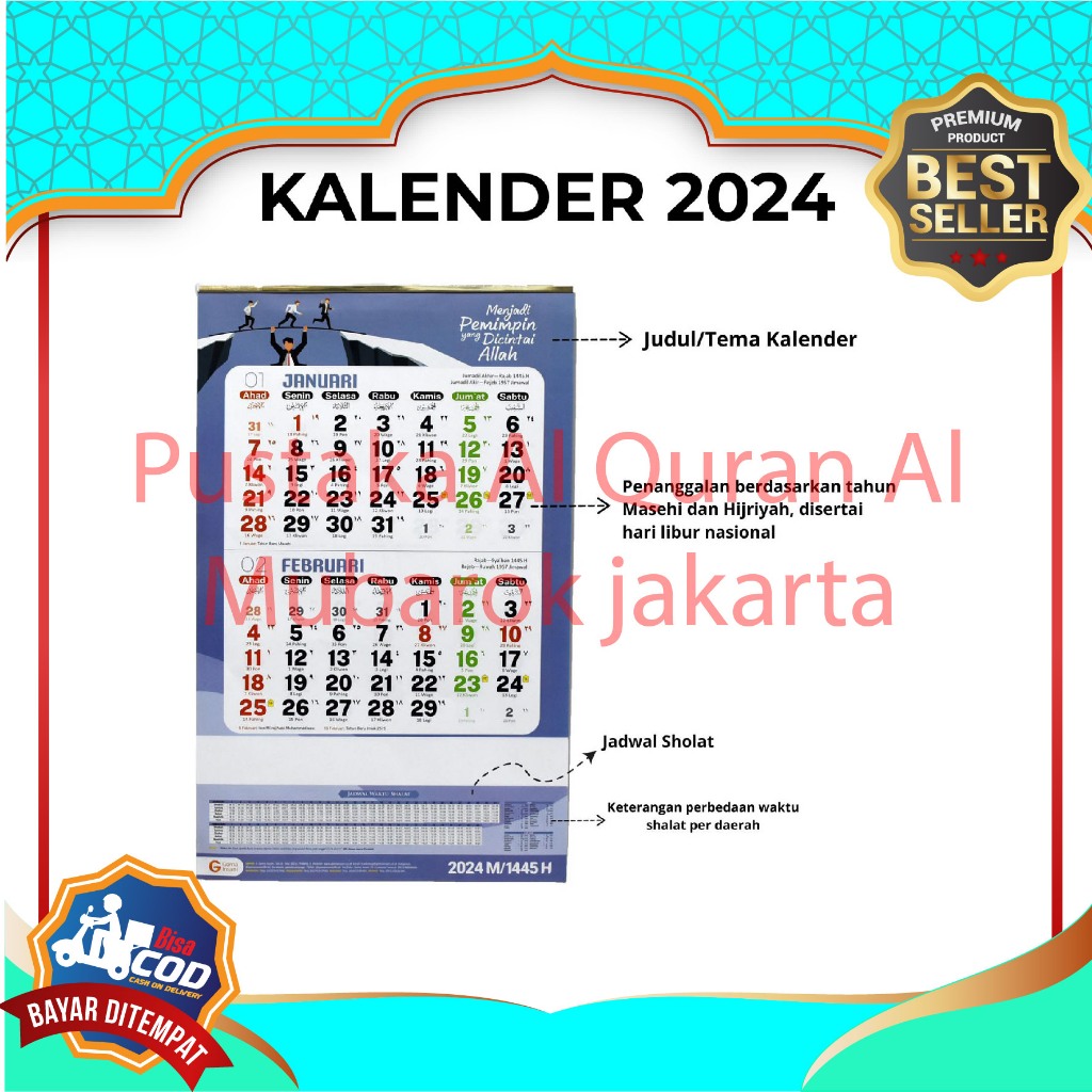 Jual Kalender Islami Kalender Regional Tahun 2024 -Menjadi Pemimpin ...