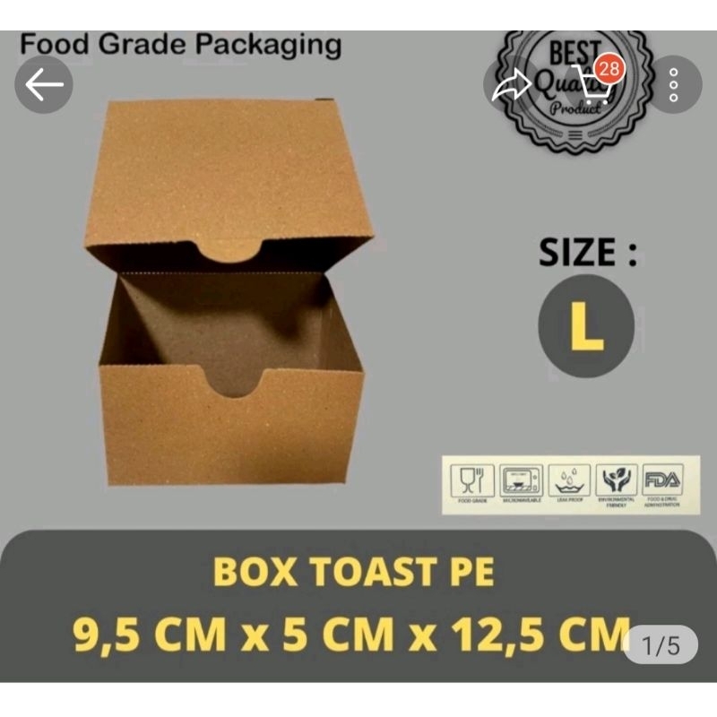 Jual Toast box L (50 pcs) / Toast box kraf coklat full laminasi (50 ...