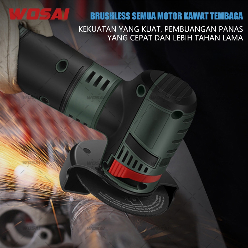 Jual WOSAL 24V Mesin Gerinda Brushless Angle Grinder Cordless Mesin ...