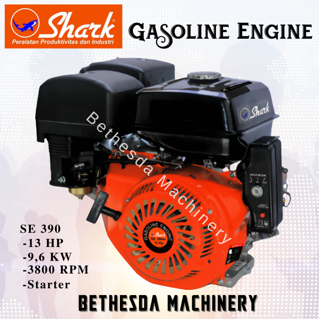 Jual Mesin Penggerak Bensin 13 HP 13PK Engine Shark SE390 Electrik ...