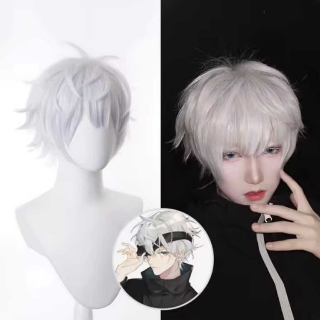 Jual Wig Gojo Satoru Anime Jujutsu Kaisen Wig Cosplay Warna Putih Wig