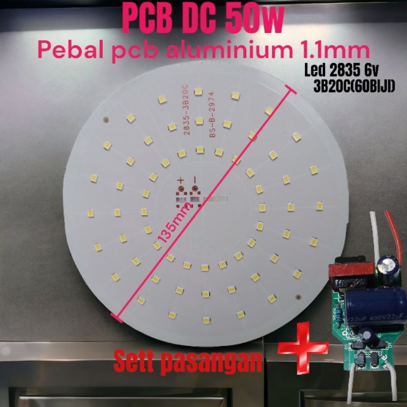 Jual pcb led dc 50w+driver pasangan.driver input 220v ac 50w | Shopee ...