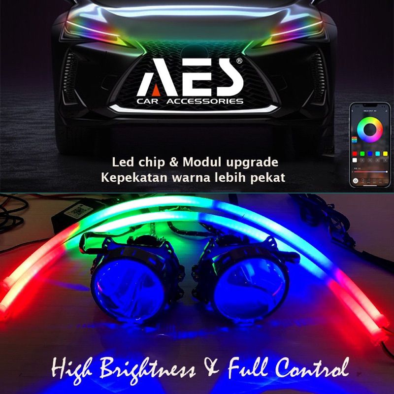 Jual AES DRL RGB HURACAN SOFTLED 30cm 60cm 80cm AES DAY RUNNING LIGHT ...