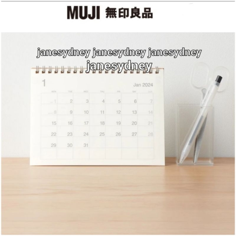 Jual Muji 2024 Table Desk Calendar and Statinonery Set Clear Scissors