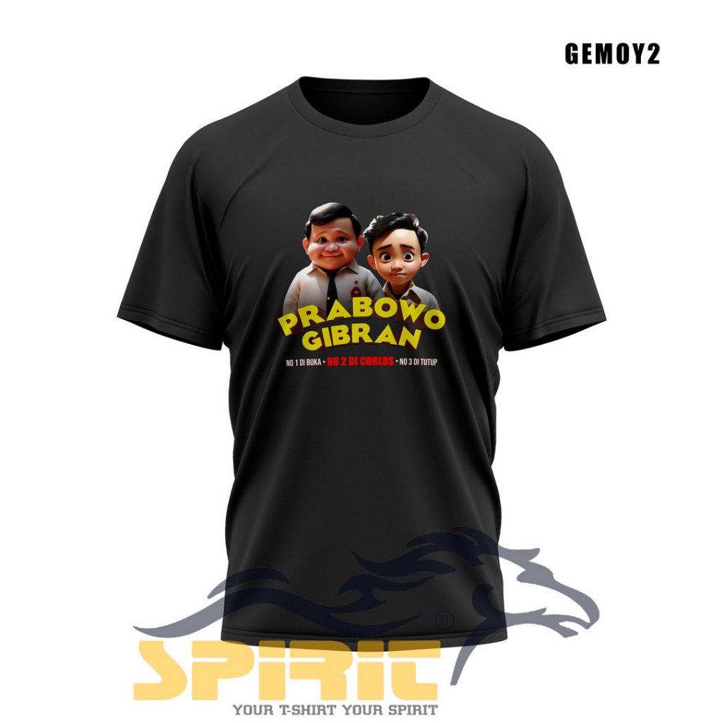 Jual Kaos Prabowo-Gibran Baju Kaos Gambar kartun Gemoy Capres dan