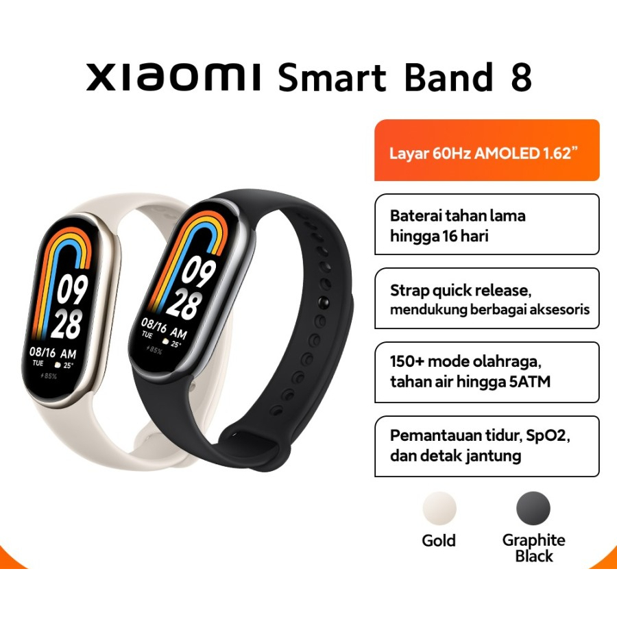 Jual Official Xiaomi Smart Band 8 | AMOLED 1.62" 60Hz Daya | Shopee ...