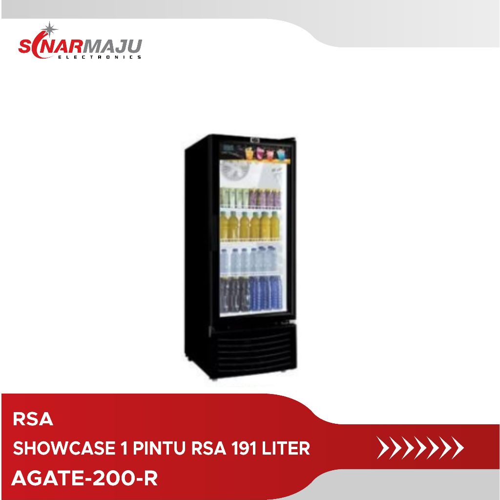 Jual Showcase 1 Pintu RSA 191 Liter Display Cooler AGATE-200-R AGATE ...