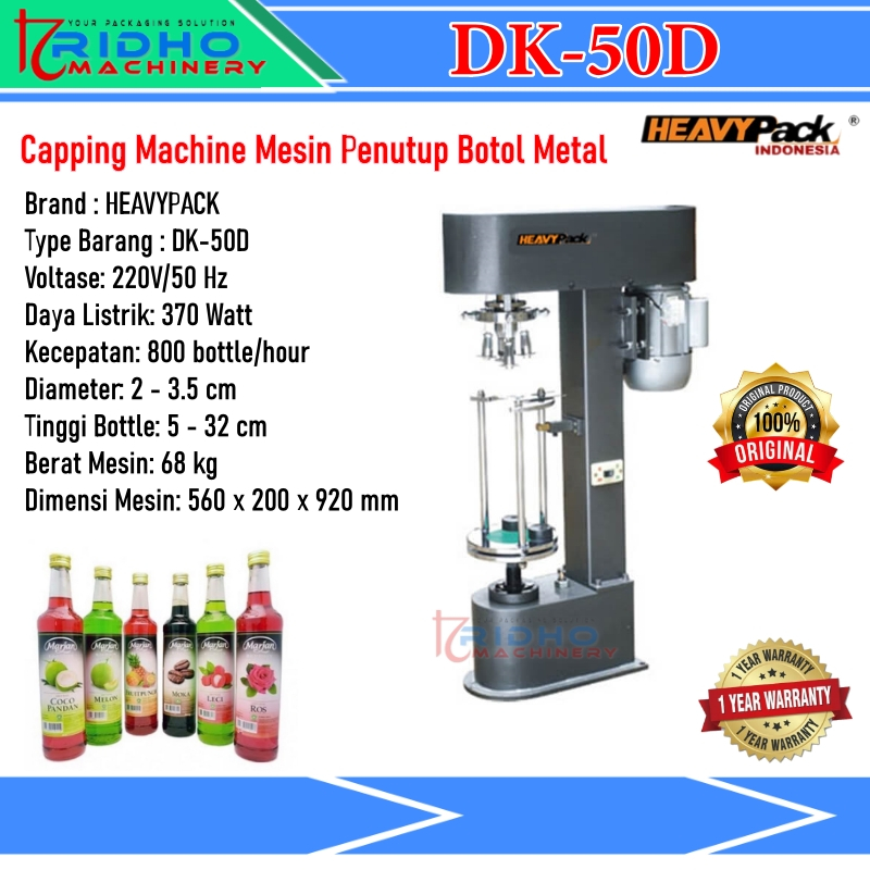 Jual Mesin Penutup Botol Metal Dk D Capping Machine Heavypack