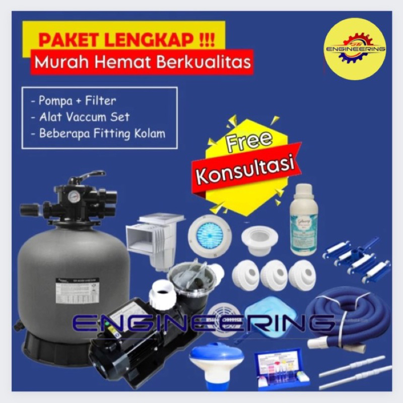 Jual Pompa Kolam Renang Lengkap Paket Filter Vacum Pompa Kolam Renang Set 34 Hp Shopee 2982