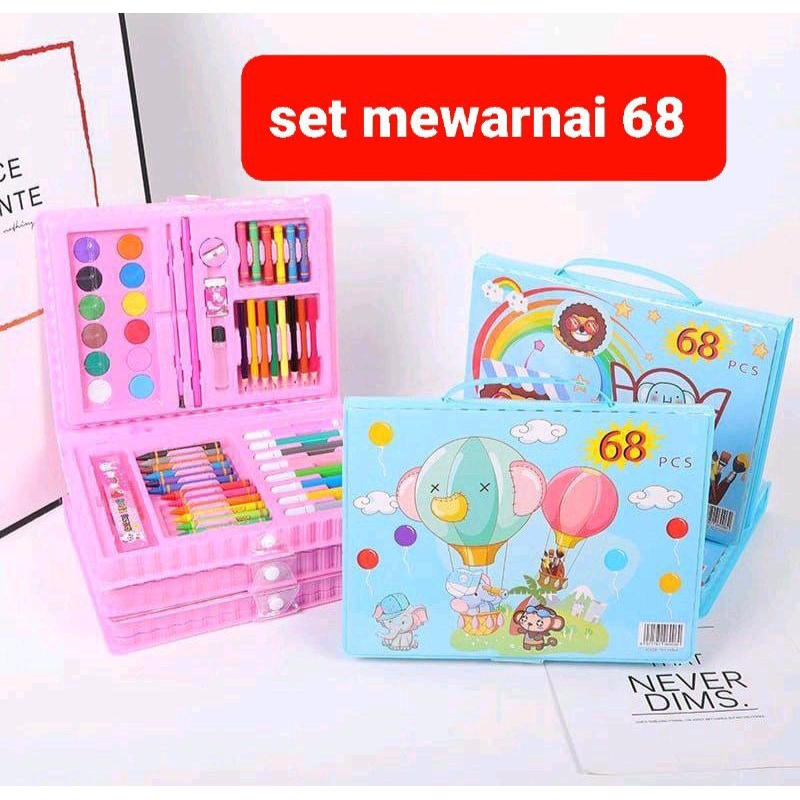 Jual Set 68 Mewarnai Melukis Crayon Krayon Spidol Cat Air Tas Praktis