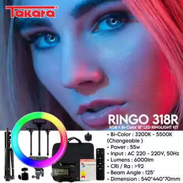 Takara RINGO 318R 18 Inch RGB Bi Color LED Ring Light Ringlight Kit