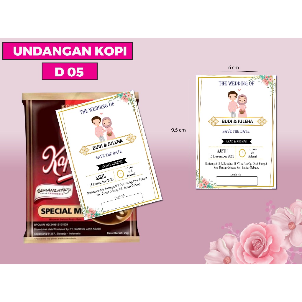 Jual UNDANGAN KOPI / UNDANGAN PERNIKAHAN KOPI / UNDANGAN MINI | Shopee