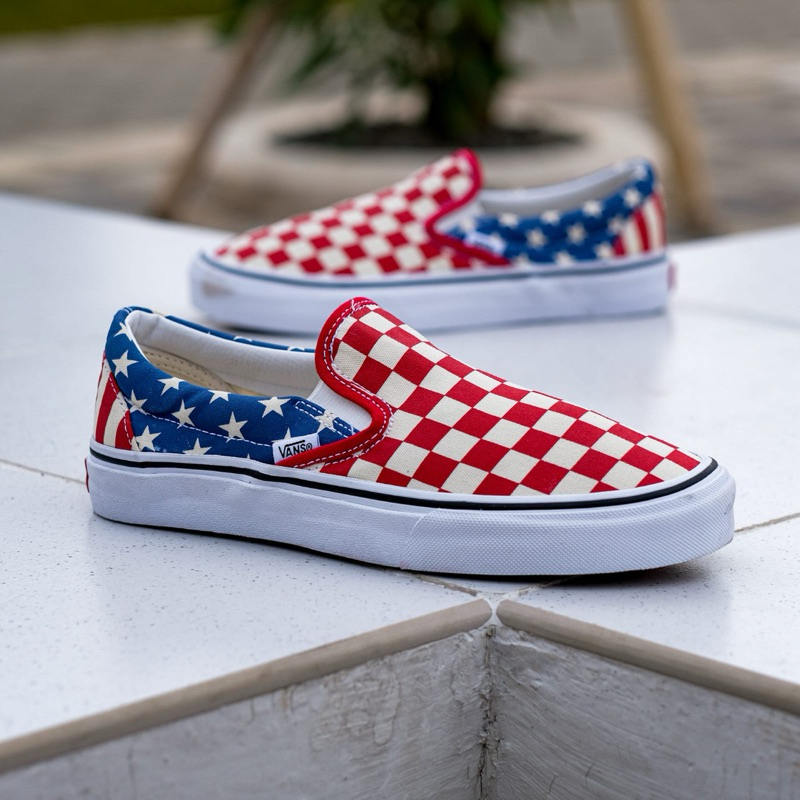 Jual VANS SLIP ON CHECKERBOARD AMERICAN FLAG Shopee Indonesia