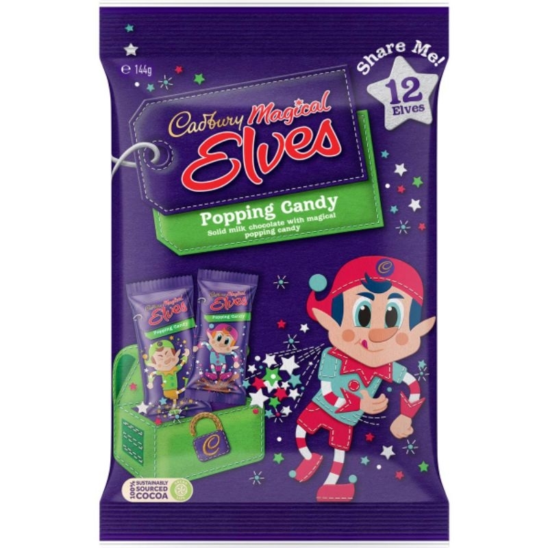 Jual Cadbury Dairy Milk Chocolate Magical Elves Christmas 12 Piece Pack 144g/Popping Candy