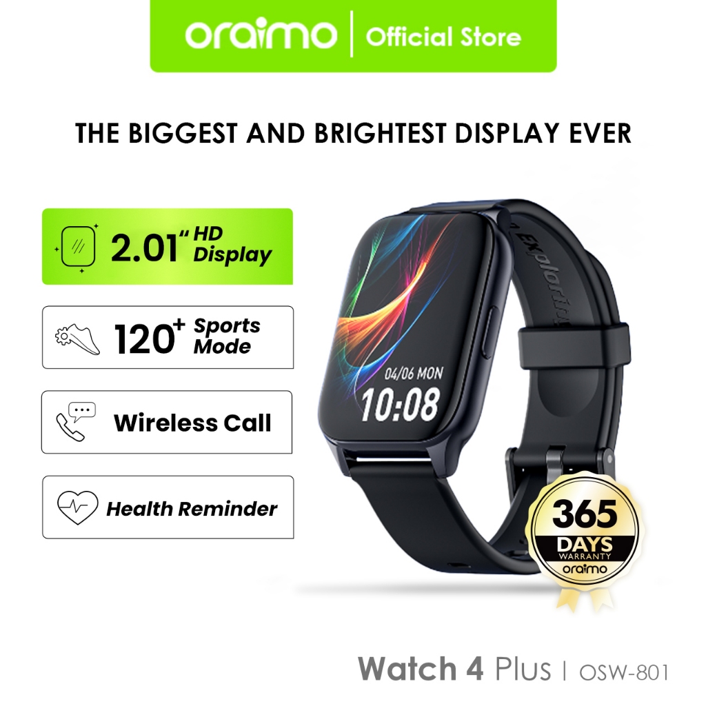 Jual Oraimo Watch 4 Plus OSW801 Smartwatch 2.01'' Large Screen Jam