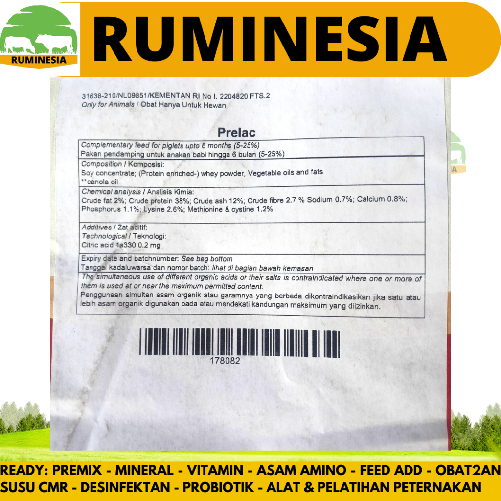 Jual PRELAC 25 KG - Susu Hewan Pengganti Skim untuk Babi Domba Kambing ...