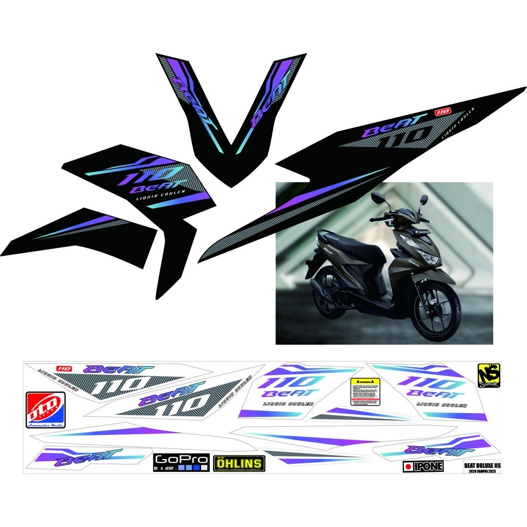 Jual Stiker Striping Uv Beat New Deluxe Variasi Rainbow Transparan