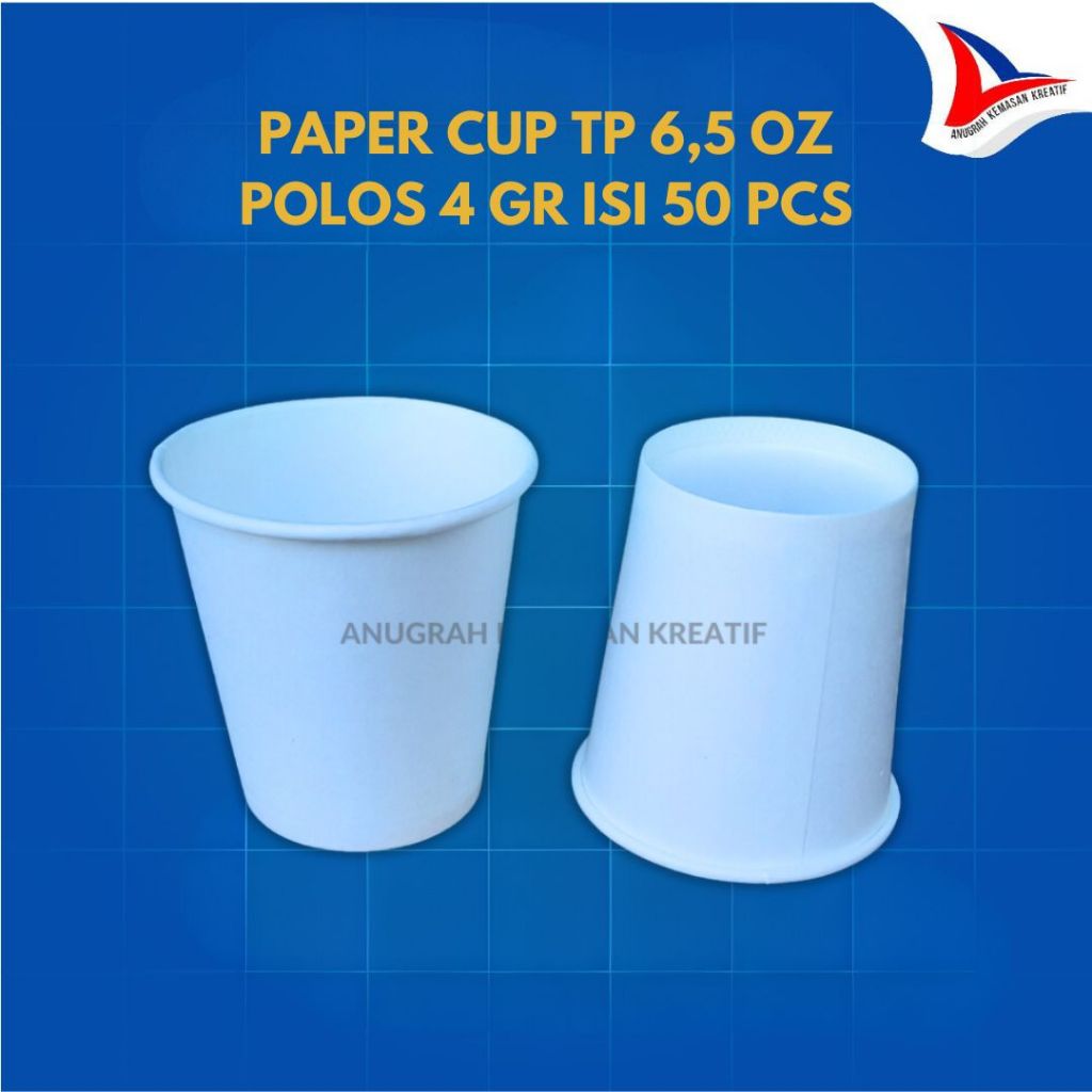 Jual Paper Cup Tp 6,5 Oz Polos Tebal 4 Gr / Gelas Kertas Kopi Isi 50 ...