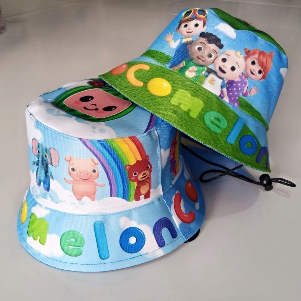 Topi Bucket Hat Cocomelon Anak laki-laki Perempuan Terkini Gambar full  Print karakter Usia 2-8 Tahun