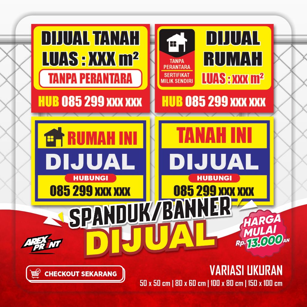 Jual Spanduk Banner Dijual Rumah Tanah Dikontrakkan Disewakan Shopee Indonesia