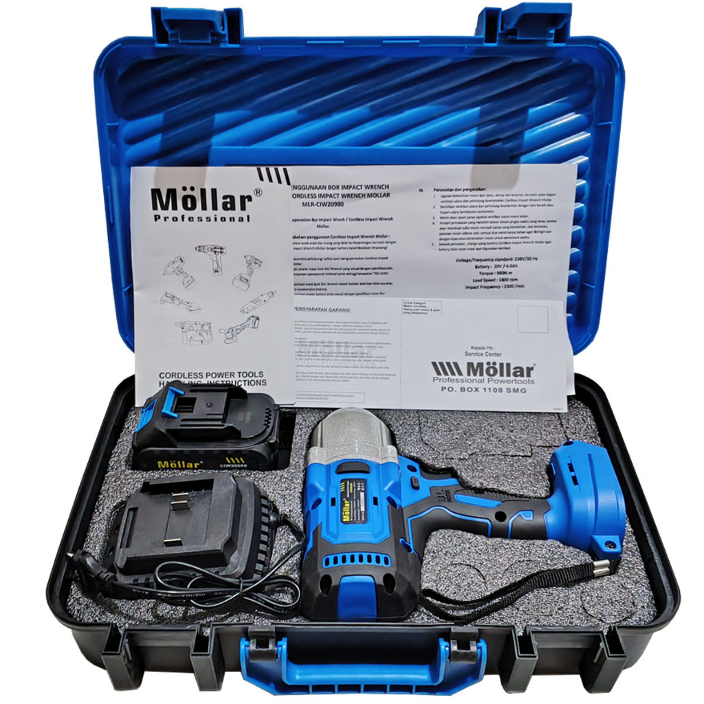Jual MOLLAR CIW20980 CORDLESS IMPACT WRENCH 980 NM BATERAI 20V BUKA ...