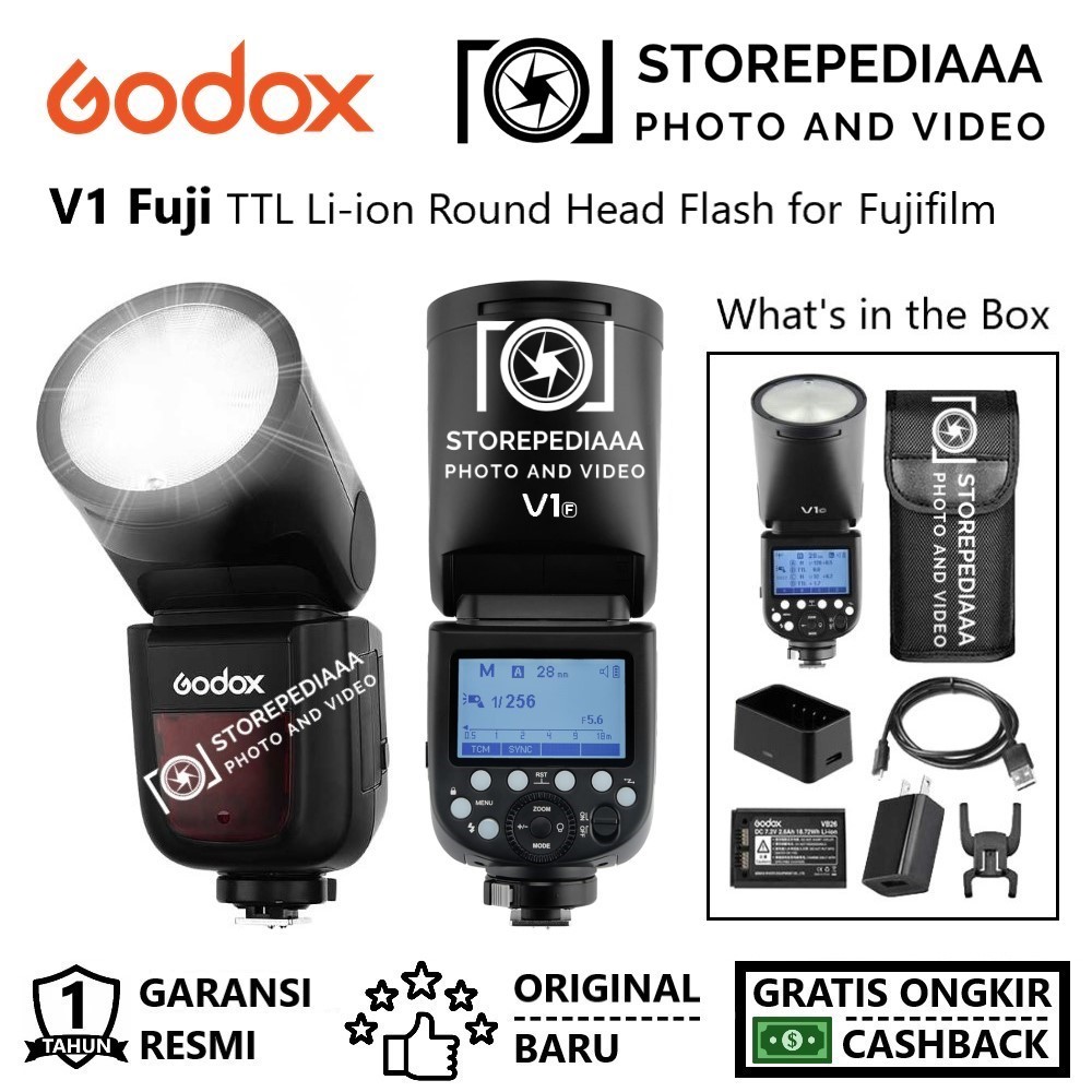 Jual Godox V1 Fuji TTL HSS Li-Ion Round Head Camera Flash for Fujifilm ...