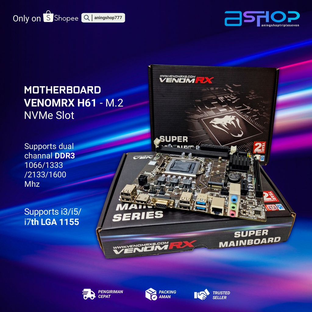 Jual Motherboard H61 VenomRX LGA 1155 | Shopee Indonesia