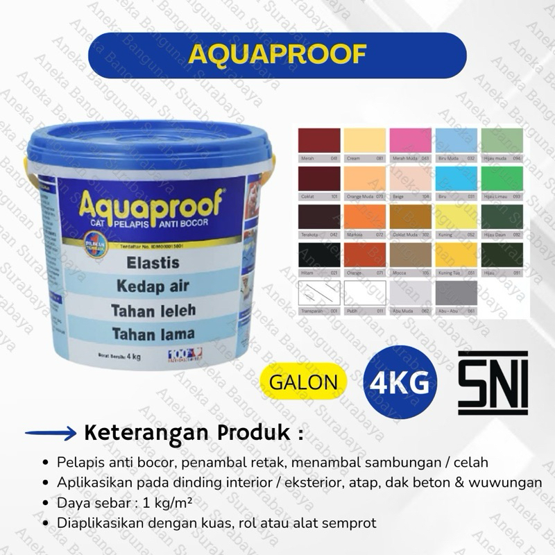 Jual Aquaproof Galon 4kg Cat Pelapis Waterproof Anti Bocor Interior Exterior 4kg Shopee Indonesia 6971