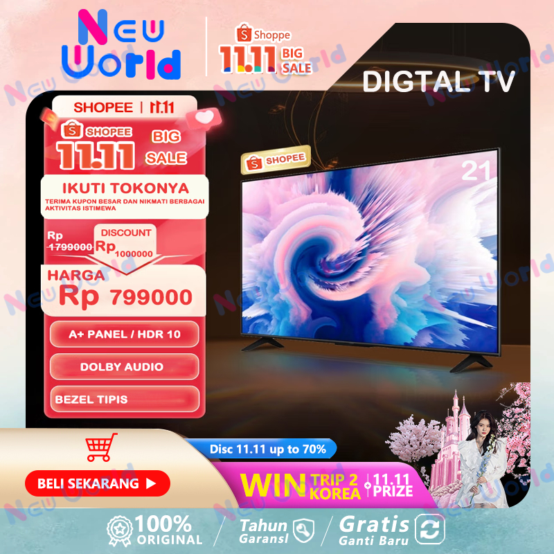 Jual TV Digital 21 Inch Full HD 1080P TV LED 21 Inch TV DVB-T2 TV Murah ...