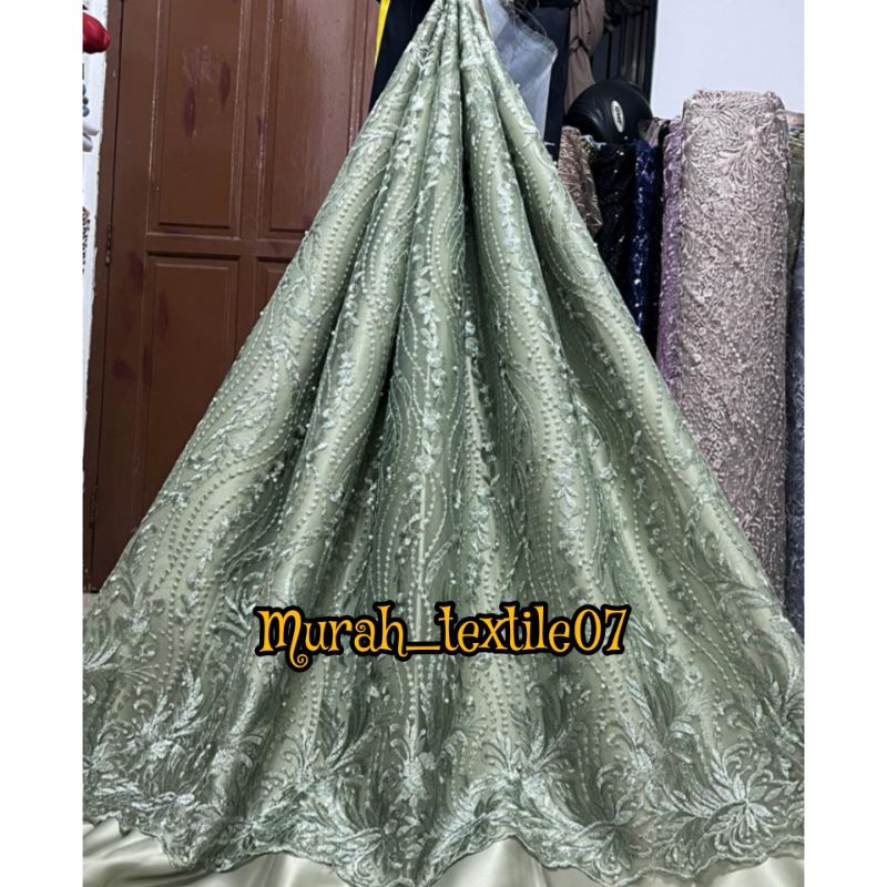 Jual Kain tile Tulle Akar Brokat Mutiara Cocok untuk dress