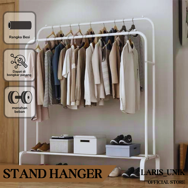 Jual Rak Gantungan Baju Besi Stand Hanger Gawang Display Butik Bazar ...