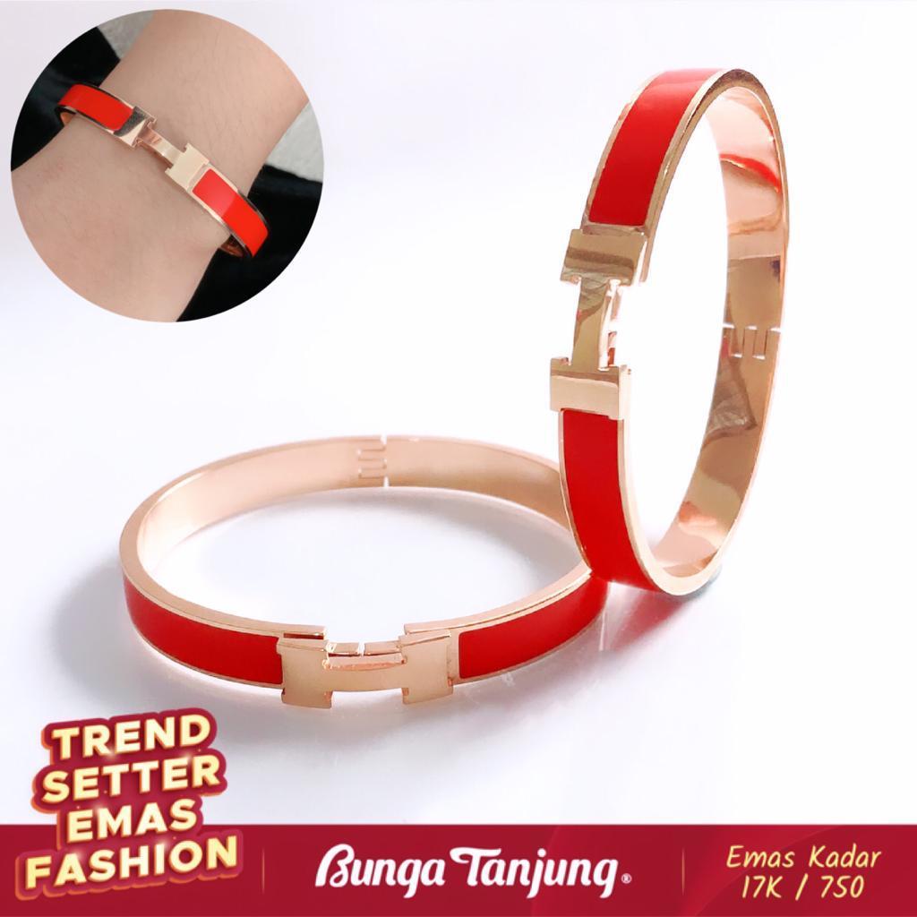 Jual GELANG FASHION BANGLE HERME MERAH - EMAS 17K - BUNGA TANJUNG GOLD ...