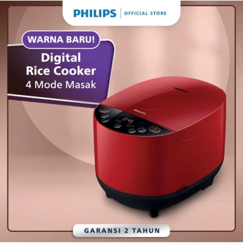 Jual Philips Digital Rice Cooker 1,8 Liter HD4515/29 Red Rice Cooker