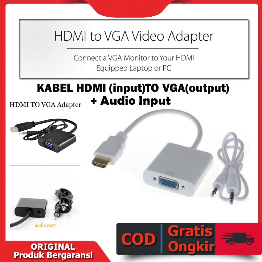 Jual Converter adaptor HDMI to VGA / Kabel HDMI to VGA with Audio ...