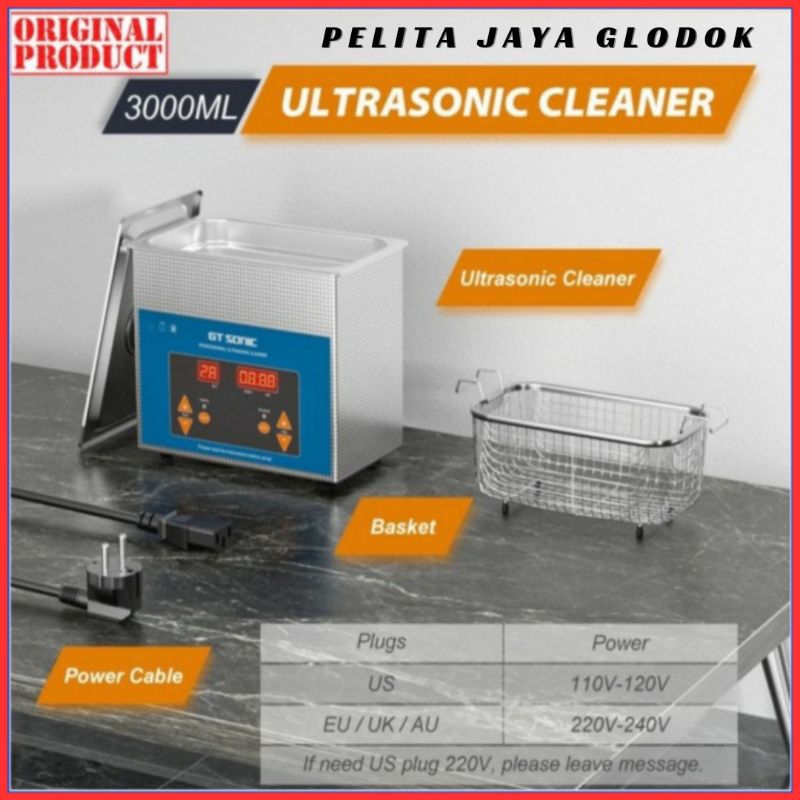 Jual GT Sonic Ultrasonic Cleaner 3L Pembersih Ultrasonik Timer Ultra