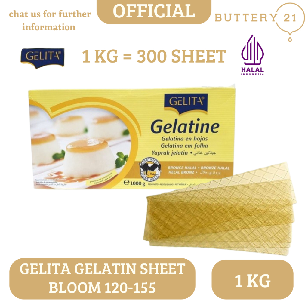Jual GELITA GELATIN SHEET LEMBARAN HALAL 1 KG / GELATIN LEMBARAN