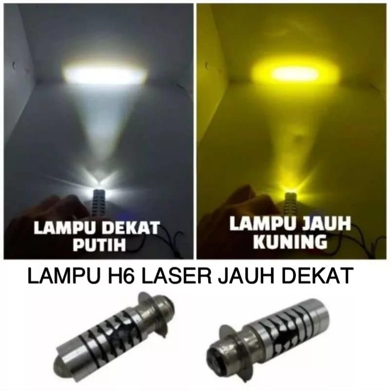 Lampu depan H6 laser motor bebek matic dua warna LED H6 super terang universal H4 senja/H6 laser gun