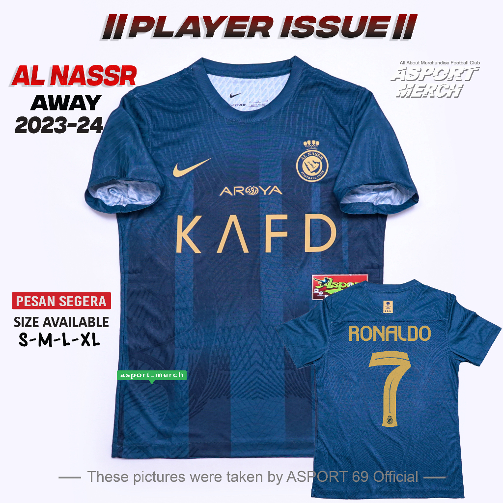 Jual Player Issue Al Nassr Away Jersey Bola Al Nassr Away Terbaru 2023 2024 Soccer Jersey 0314