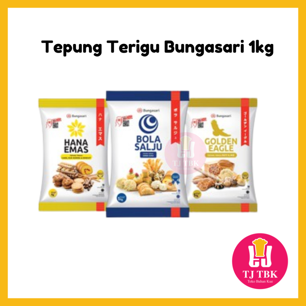Jual Tepung Terigu BOLA SALJU/ HANA EMAS/ GOLDEN EAGLE BUNGASARI 1kg