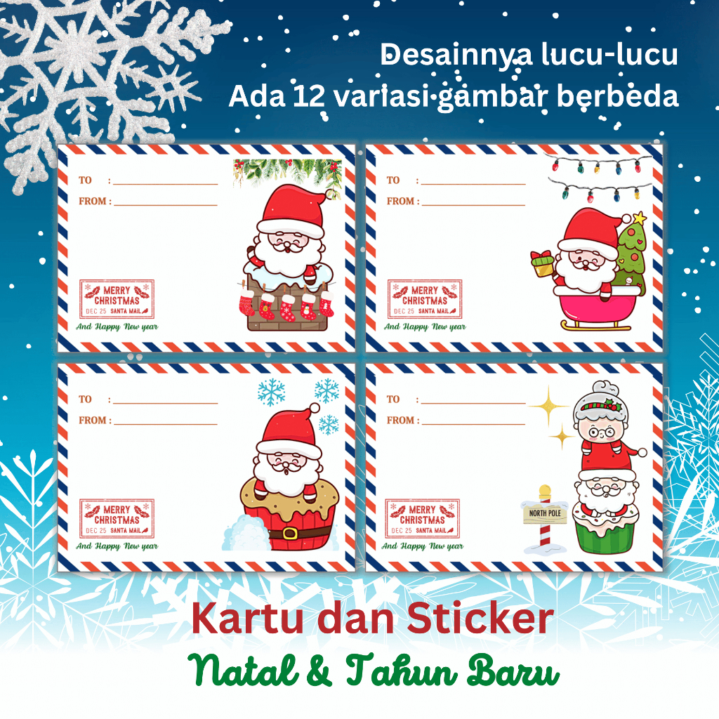 Jual Kartu Ucapan Natal Dan Tahun Baru | Sticker Ucapan Natal Dan Tahun ...