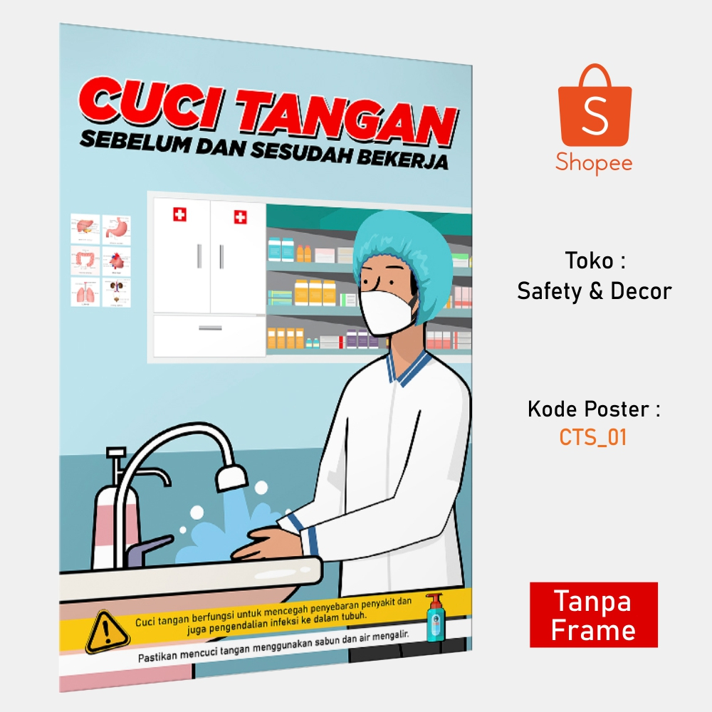 Jual Safety Poster K3: Cuci Tangan Sebelum Dan Sesudah Bekerja | Shopee ...