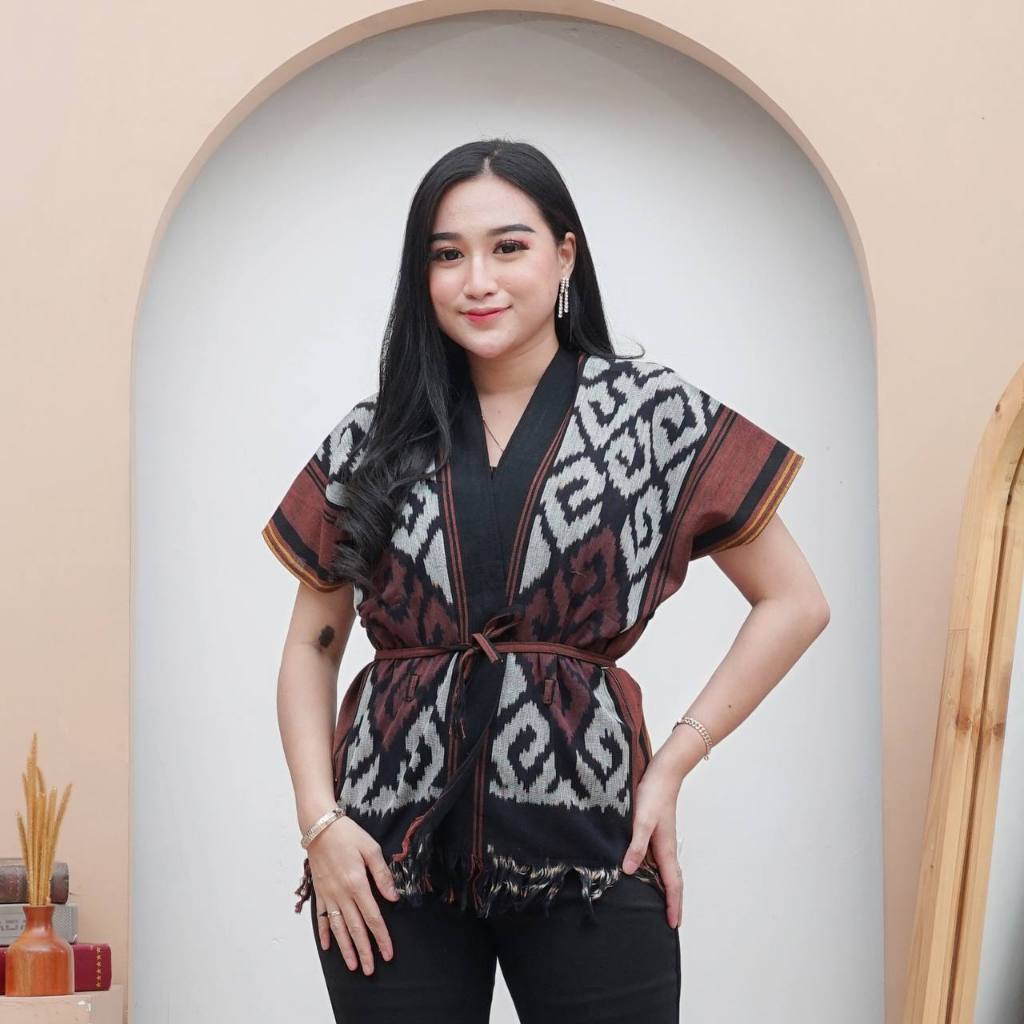 Jual Keishan Id Amanda Vest Outer Tenun Ikat Tali Unisex Songket Jepara Toraja Pria Wanita