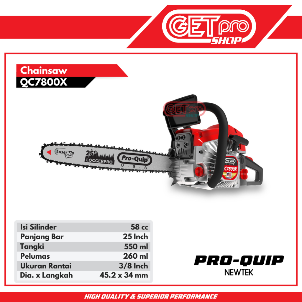 Jual ProQuip Mesin Potong Kayu Gergaji Mesin Chainsaw 25 Inch Bar Baja