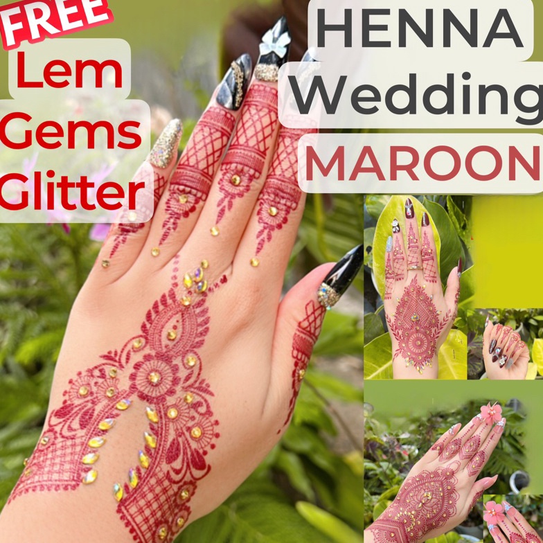 Jual E7C HENNA INSTAN MAROON / HENNA LEM GEMS GLITTER / HENNA TEMPEL 79 ...