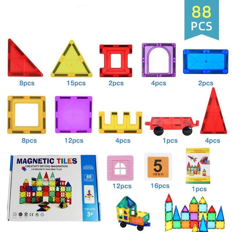 Jual 【With Box】Building Brick 42/68/98Pcs Magnetic Blocks Mainan ...