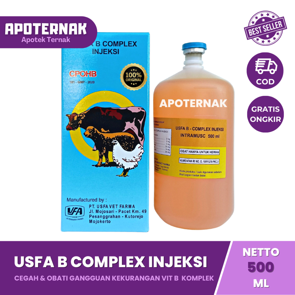 Jual USFA B COMPLEX injeksi 500ml - Vitamin B complex Komplek Kompleks ...