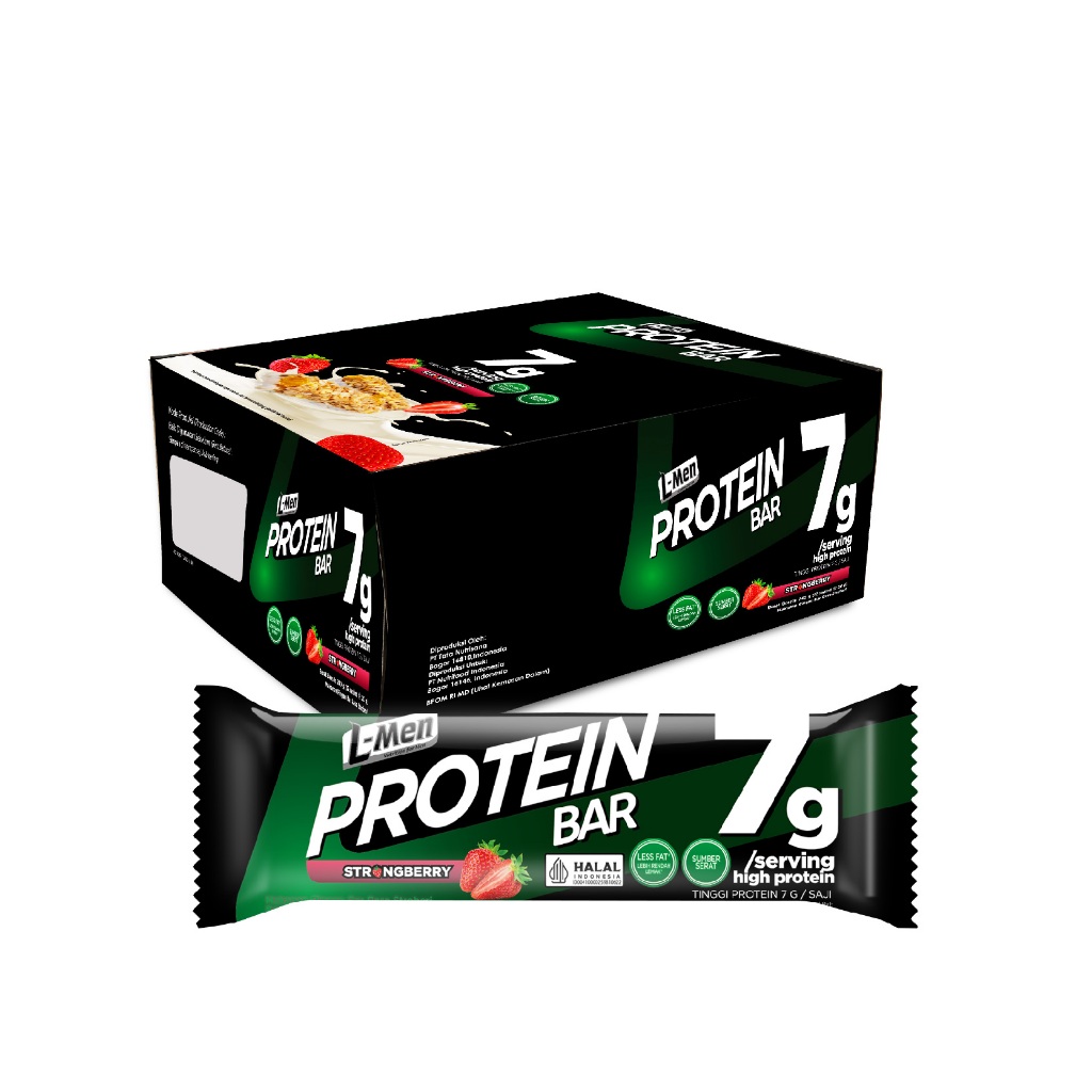 Jual L-Men Protein Bar Strongberry 12 Sachet - Camilan Rendah Lemak ...