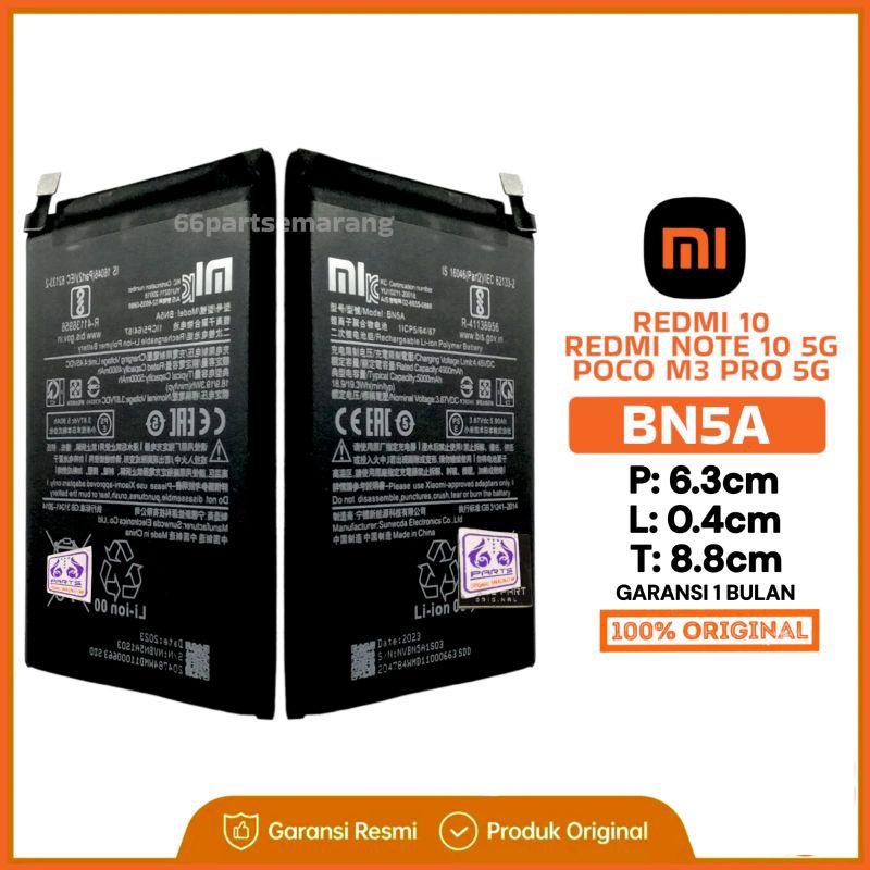 Jual Baterai Batre Battery Bn5a Xiaomi Redmi 10 Note 10 5g Poco M3 Pro 5g Bn5a Original New 3855