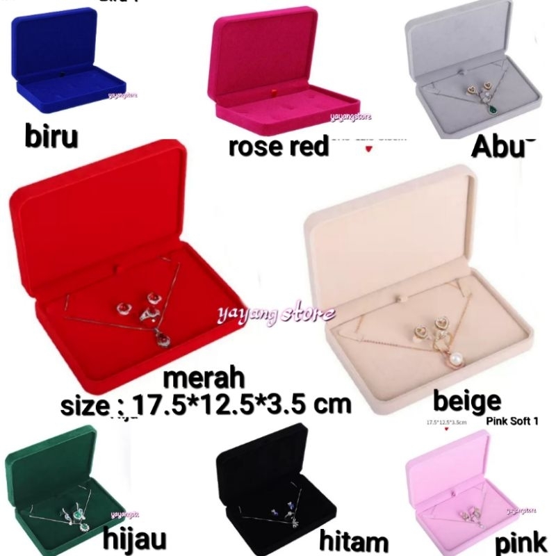 Jual Kotak Tempat Perhiasan Set / Jewelry Box Beludru Muat Cincin ...
